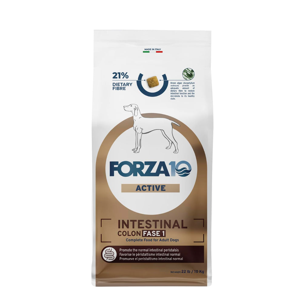 Forza10 paquet avant montrant étiquette et bénéfices digestifs