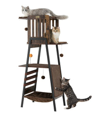FourFurPets vue avant de l'arbre à chat, perchoirs spacieux pour confort