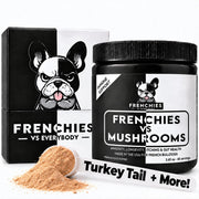 Frenchies vs Mushrooms emballage avant montrant la poudre et bénéfice peau saine