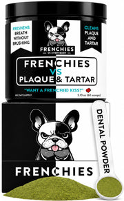 Frenchies vs Everybody emballage avant montrant la poudre et bénéfice hygiène buccale