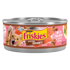 Friskies boîte face montrant saumon et thon pour appétit accru