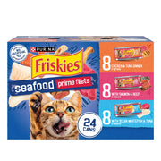 Friskies boîte face montrant le design et la variété appétissante