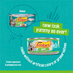 Friskies boîte ouverte vue haute avec pâté appétissant pour servir rapidement