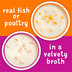 Friskies lil' soups tasse ouverte révélant une portion prête à servir