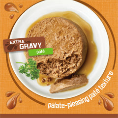Friskies pâté gros plan montrant la texture lisse et appétente
