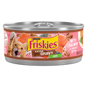 Friskies boîte au saumon face avant montrant le produit appétissant