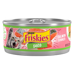 Friskies boîte face visible montrant la recette saumon, appétence garantie