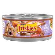Friskies Purina conserve face avant montrant l'étiquette et l'avantage goût