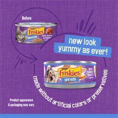 Friskies Purina gros plan sur la texture des fines lamelles et gravy, stimule l'appétence