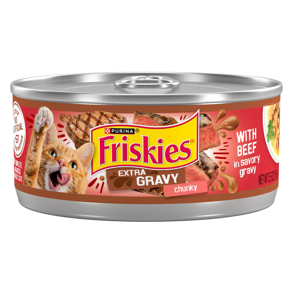 Friskies Purina packaging avant montrant le pack de 24 conserves et l'avantage économique