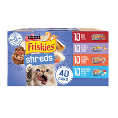 Friskies étiquette avant montrant variété de saveurs bénéfique pour la sélection