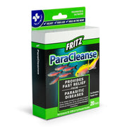 Fritz Aquatics ParaCleanse emballage avant montrant la boîte et les sachets pour dosage facile