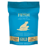 Fromm emballage frontal du sac 5 lb montrant la recette Puppy Gold et bénéfice croissance