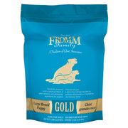 Fromm emballage frontal du sac 5 lb montrant la recette Puppy Gold et bénéfice croissance