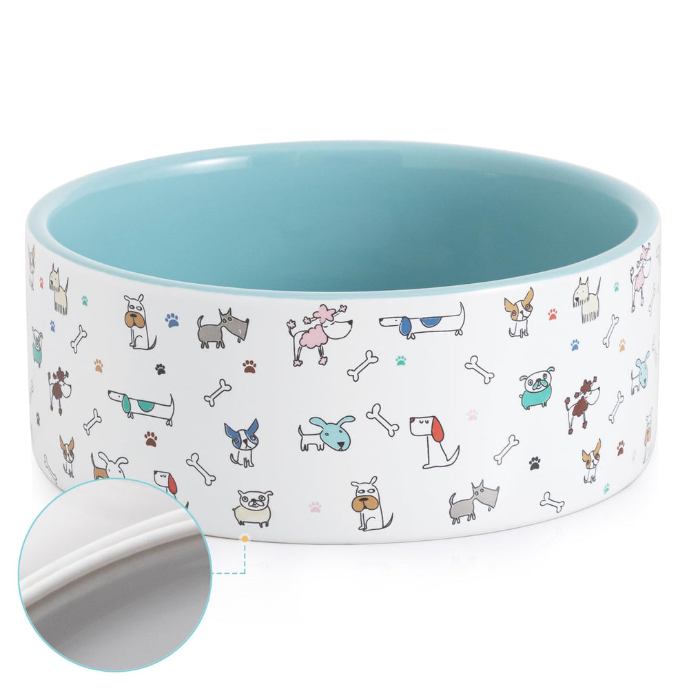 FUN ELEMENTS gamelle céramique bleue vue de face, capacité généreuse pour grands chiens