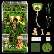 FunFanso vue avant du terrarium acrylique montrant la porte magnétique et la finition sûre