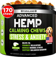 FURALAND emballage avant montrant 170 friandises pour calmer le chien et usage pratique