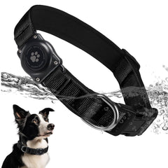 Furrigo collier avant noir XS montrant le support AirTag et sécurité