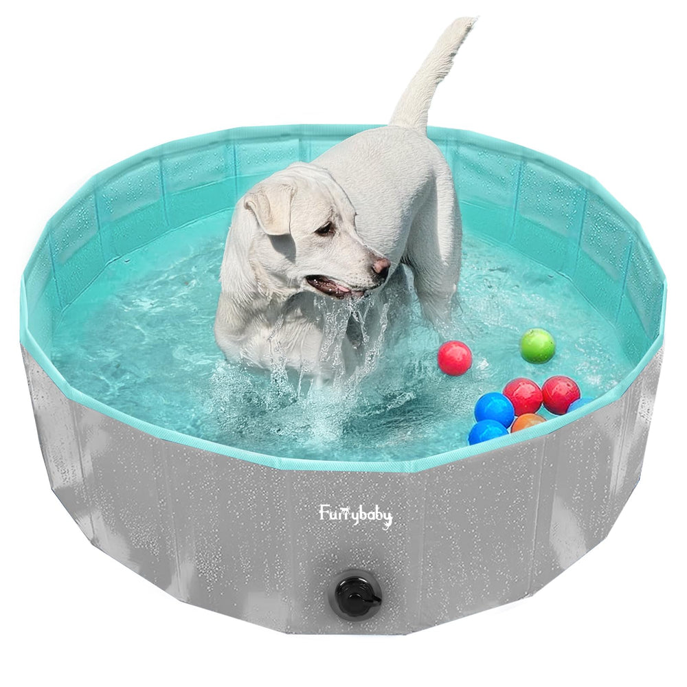 furrybaby vue avant de la piscine montrant l'espace de bain sûr