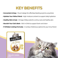 Fussie Cat échelle taille portion comparée à une cuillère pour dosage précis