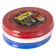 Gamma2 couvercles rouge blanc bleu sur seau, organisation pratique