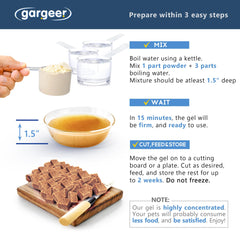 Gargeer gel réhydraté en bol montrant consistance appétente et nutritive