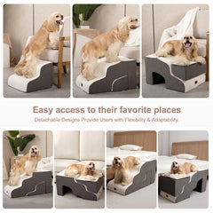 Garnpet chien monte l'escalier pour monter sur le lit facilement