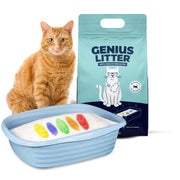 Genius Litter emballage face montrant sac 6 lb et avantages de santé