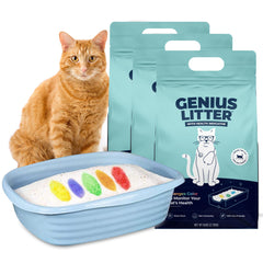 Genius Litter paquet face montrant format trois sacs, pratique et léger