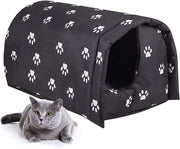 GERLOFU vue de face de la maison pour chat, protège du vent