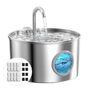 GIOTOHUN fontaine face avant montrant design acier inoxydable et capacité, hygiène accrue
