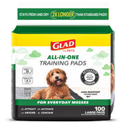 Glad montrant emballage avant avec 100 tapis, gain de réserve pratique