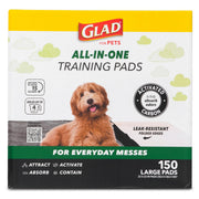 Glad pack de 150 coussinets grands affichant le conditionnement pratique et économie