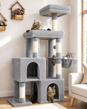 Globlazer vue avant de l'arbre à chat montrant niveaux et condos, sécurité accrue