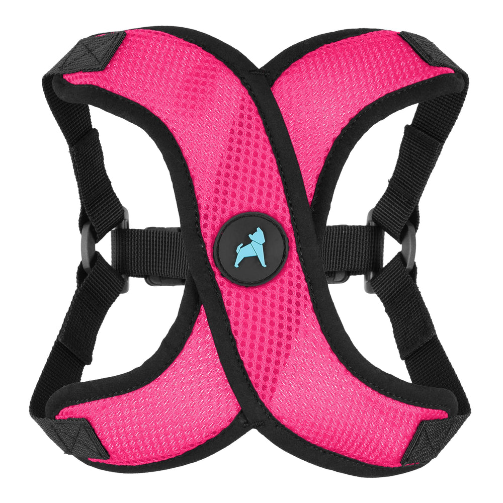 Gooby harnais face montrant coupe en X pour confort respiratoire
