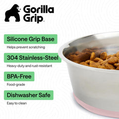 GORILLA GRIP gros plan acier inox 304 illustrant solidité et hygiène