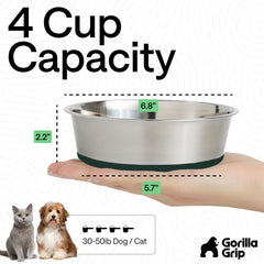 GORILLA GRIP gamelle utilisée par un chien pour repas calme et propre