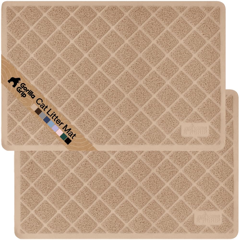 GORILLA GRIP vue avant du tapis montrant l’emballage et la couleur beige bénéfice propreté
