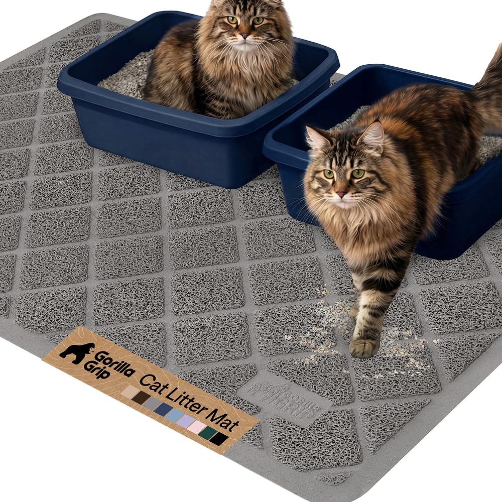 GORILLA GRIP vue frontale du tapis protégeant le sol et retenant la litière