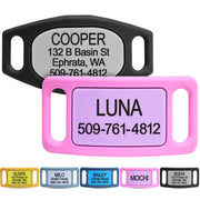 GoTags vue avant sur collier offrant identification silencieuse et confort