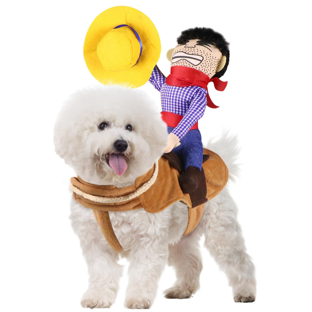 GOYOSWA costume cowboy face sur chien montrant l’effet comique