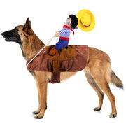 GOYOSWA costume cowboy sur chien montrant l'effet cavalier drôle et sécurisant