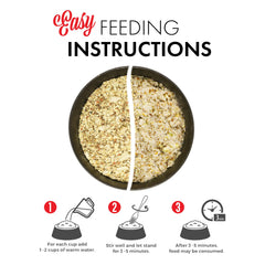 Grandma Lucy's comparaison portion dans la main montrant volume produit après réhydratation
