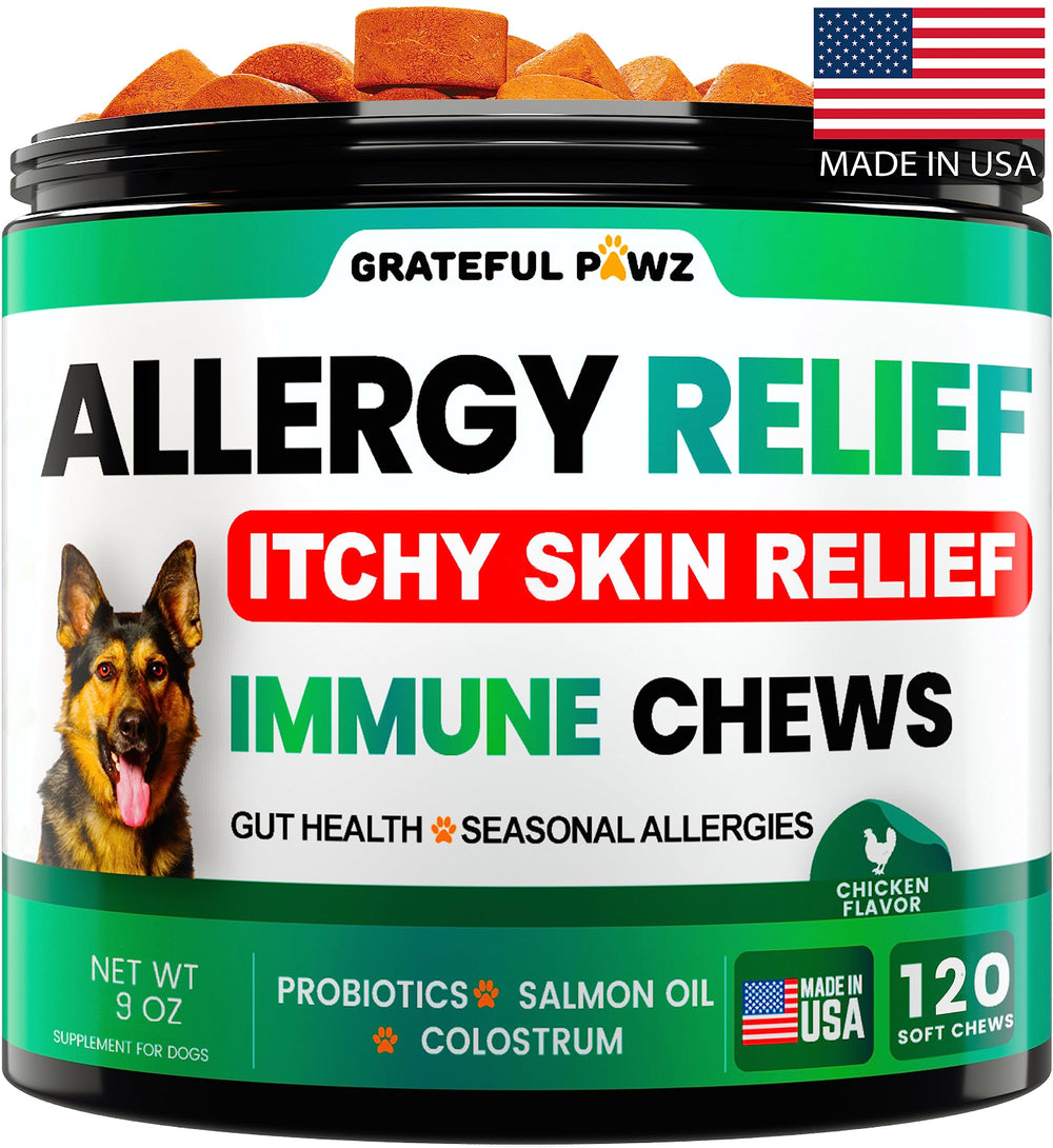 Grateful Pawz emballage avant montrant formule anti‑démangeaisons et garanties naturelles