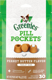 Greenies emballage pack de 4 montrant quantité et saveur beurre de cacahuète