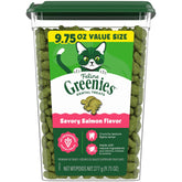 Greenies sachet avant montrant le format et la saveur saumon bénéfique pour l'haleine