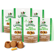Greenies emballage avant large beurre de cacahuète montrant produit et bénéfice nettoyage simple