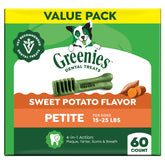 Greenies paquet avant Petite patate douce montrant format pratique et bénéfice soin dentaire