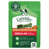 Greenies emballage avant montrant le format Regular et bénéfice hygiène dentaire