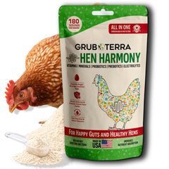 GrubTerra pot HenHarmony en vue frontale montrant l'étiquette et usage pratique